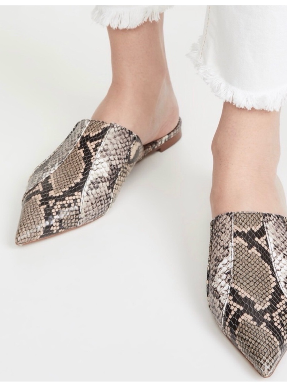 Sam Edelman Seena Slide Taupe Snakeskin Print Flat Animal Print